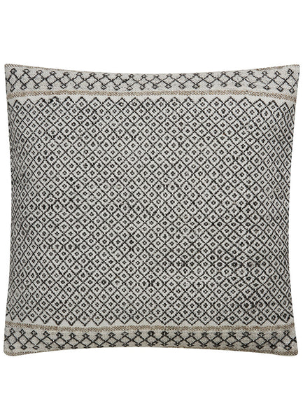 Bamboo and Wool Patterned Pillow in Raven